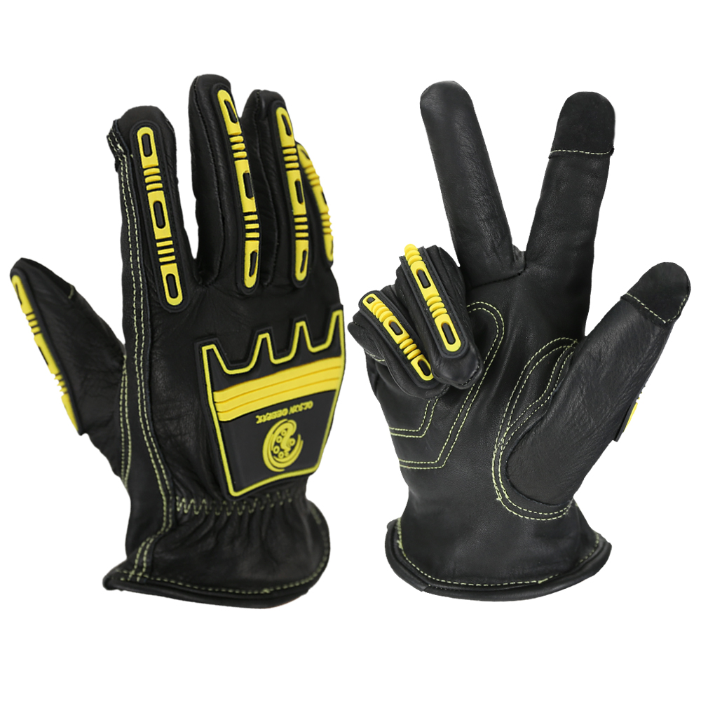 Work Glove Impact - Ударопрочные кожаные рабочие перчатки, зимние черные